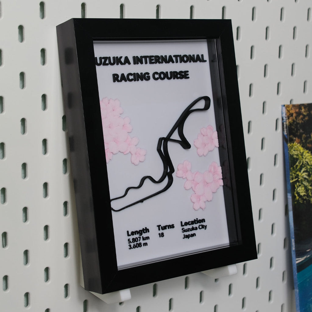F1 Japan Suzuka Circuit 3D Printed Track Poster Framed Sakura Edition