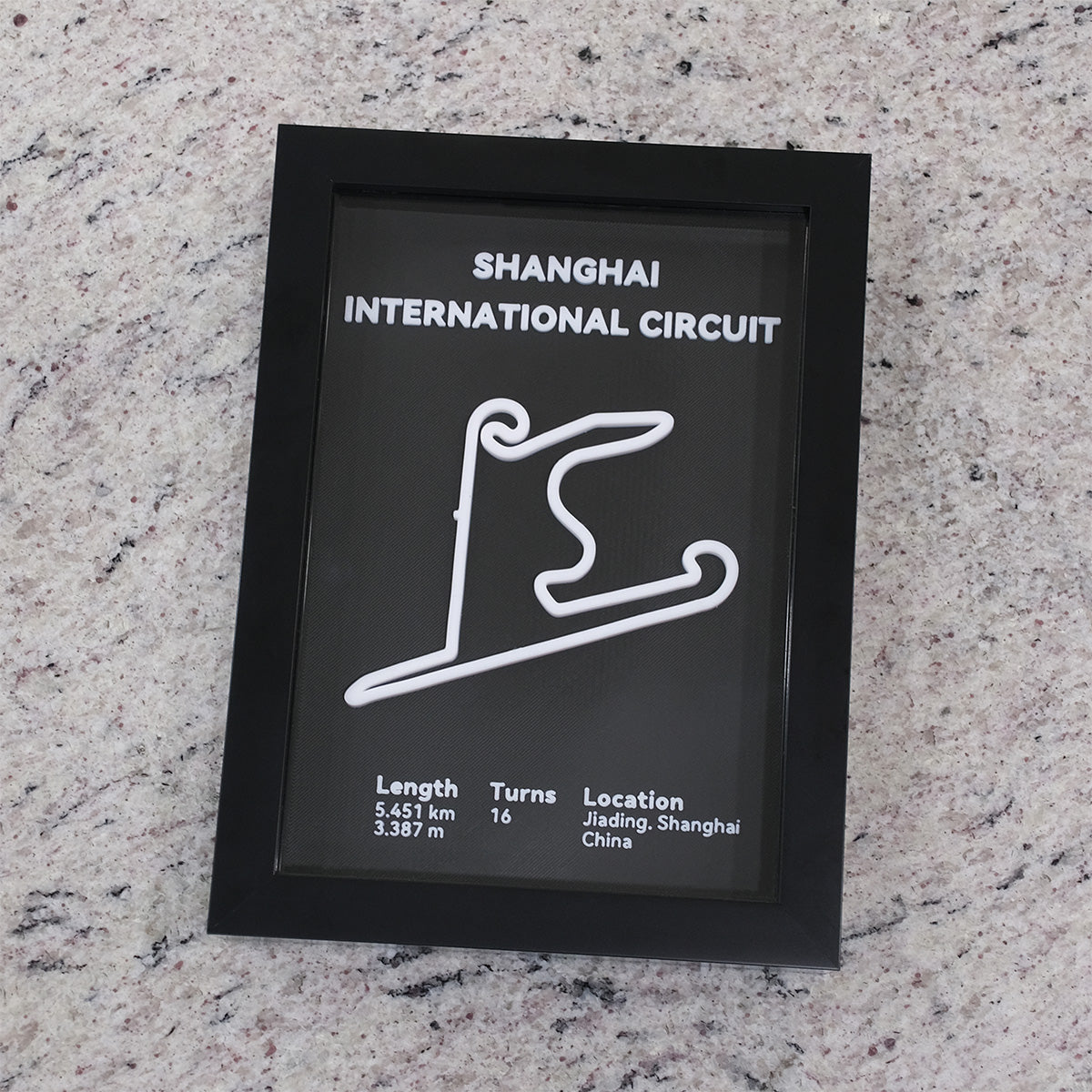 F1 China Shanghai International Circuit 3D Printed Track Poster Framed